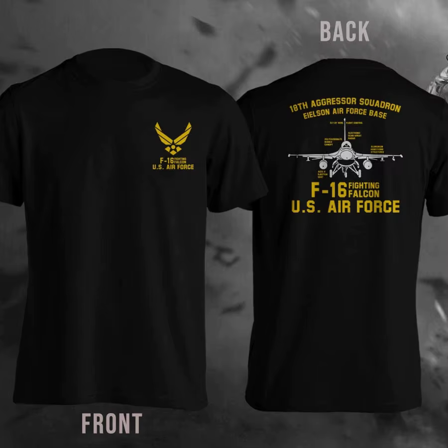 T-shirt F-16 "Warhawk" Fighter, 18e escadrille ennemie hypothétique de l'US Air Force, Base d'Elson - T-shirt pour homme