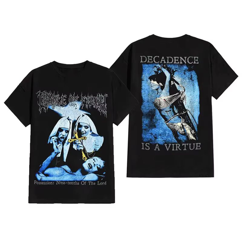 Cradle of Filth Band Extreme Gothic Black Metal T-shirt décontracté en coton avec motif pour hommes et femmes