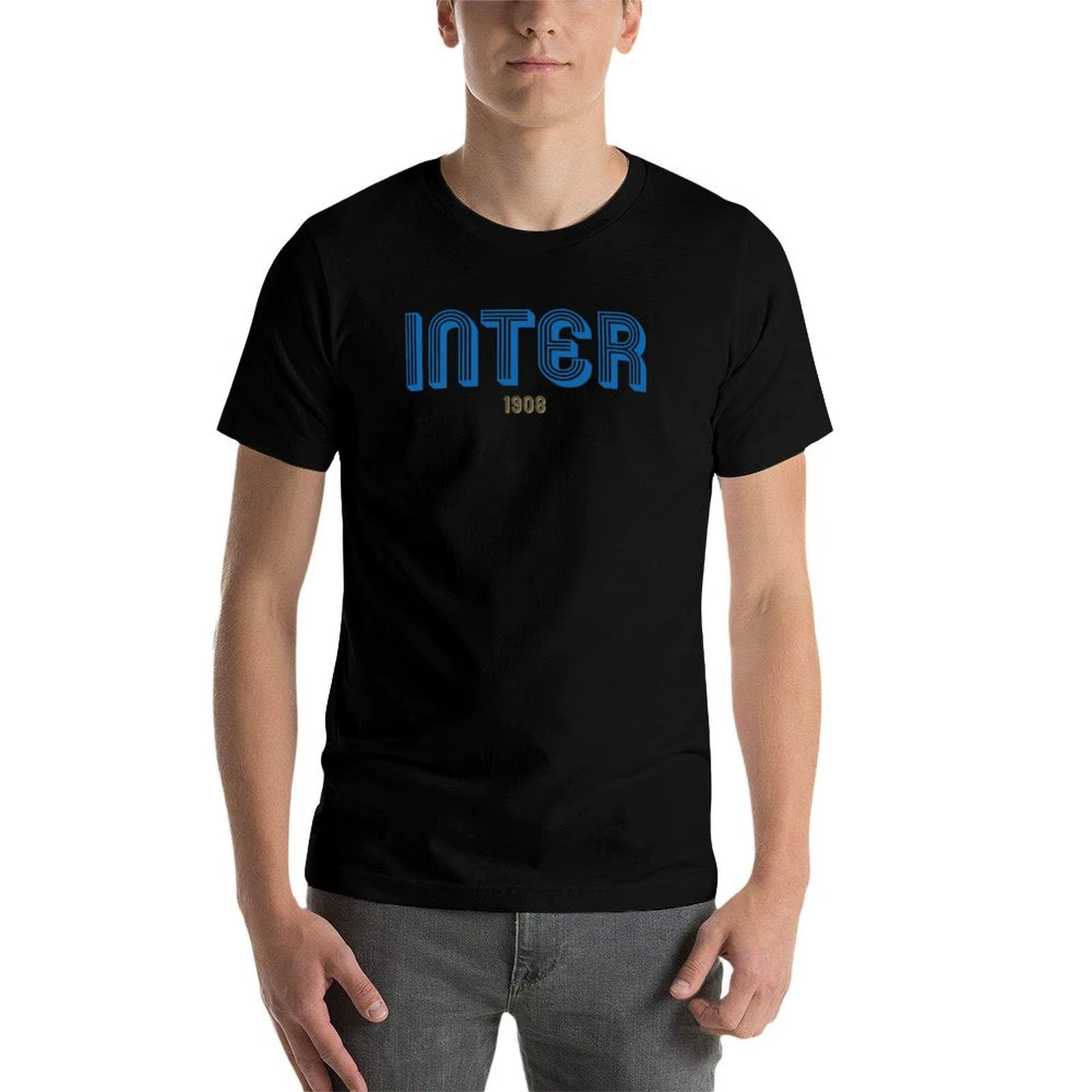 INTER T-Shirt homme T-Shirt coton haute qualité essentiel T-Shirt