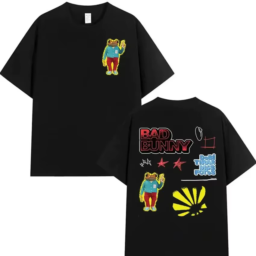 T-shirts Hip Pop Tops Rapper Bad Bunny Tour 2025 Album Merch Debi Tirar Mas Fotos DTMF Graphics T-shirt en coton imprimé unisexe
