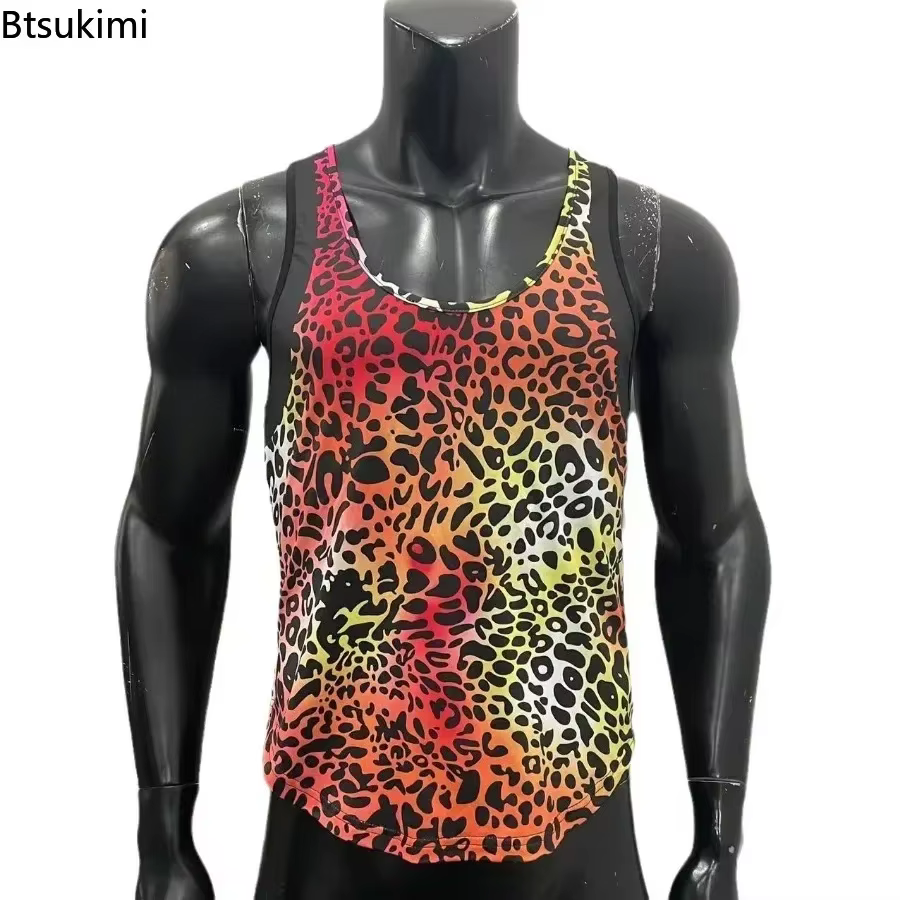 Débardeurs Homme Style Punk 2026 Imprimé Léopard Vintage Décontracté Personnalisé Coupe Ample Gilet Musculaire Tendance Urbaine