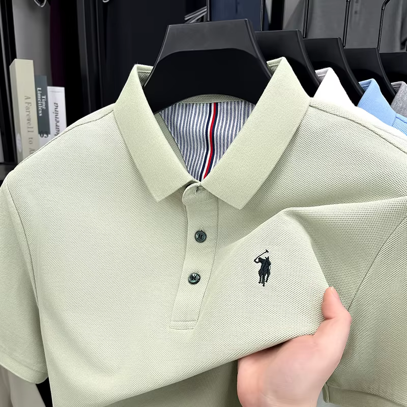 Marque haut de gamme 100% coton manches courtes polo shirt hommes luxe classique vente chaude poney broderie mode