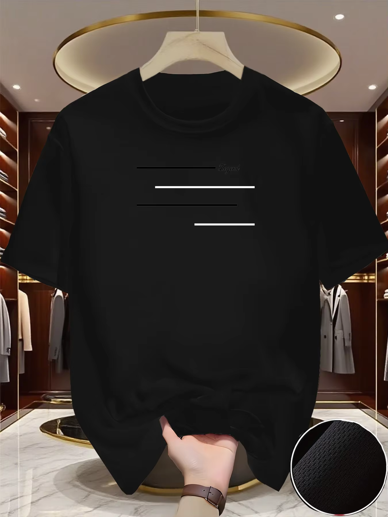 T-shirt de course à col rond pour homme - Haut léger