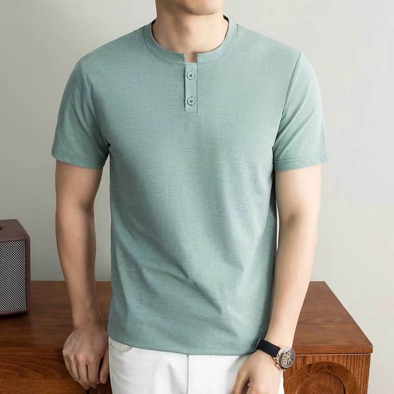 T-shirt Henley basique pour homme