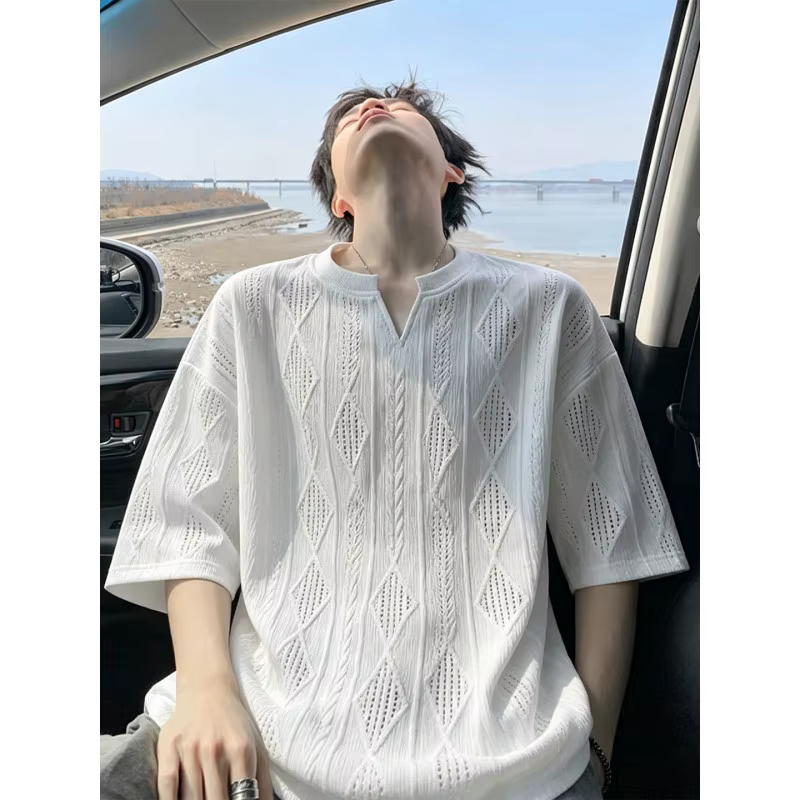 T-shirt ample pour homme à col en V