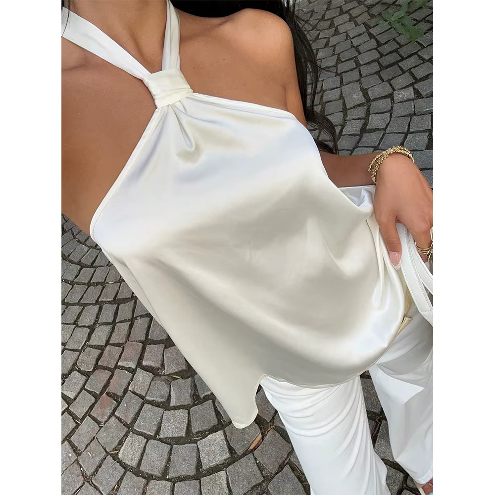 Débardeurs et Camisoles Vintage en Satin pour Femme