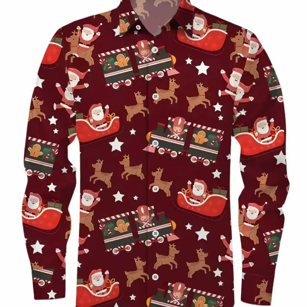 Chemise imprimée de fête de noël pour hommes