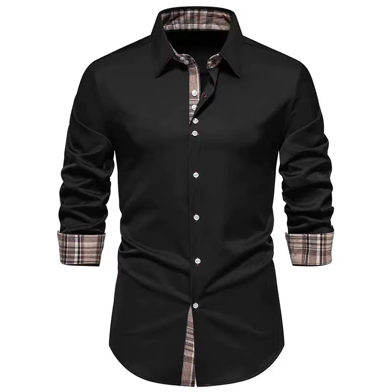 T-shirt à carreaux à manches longues pour hommes