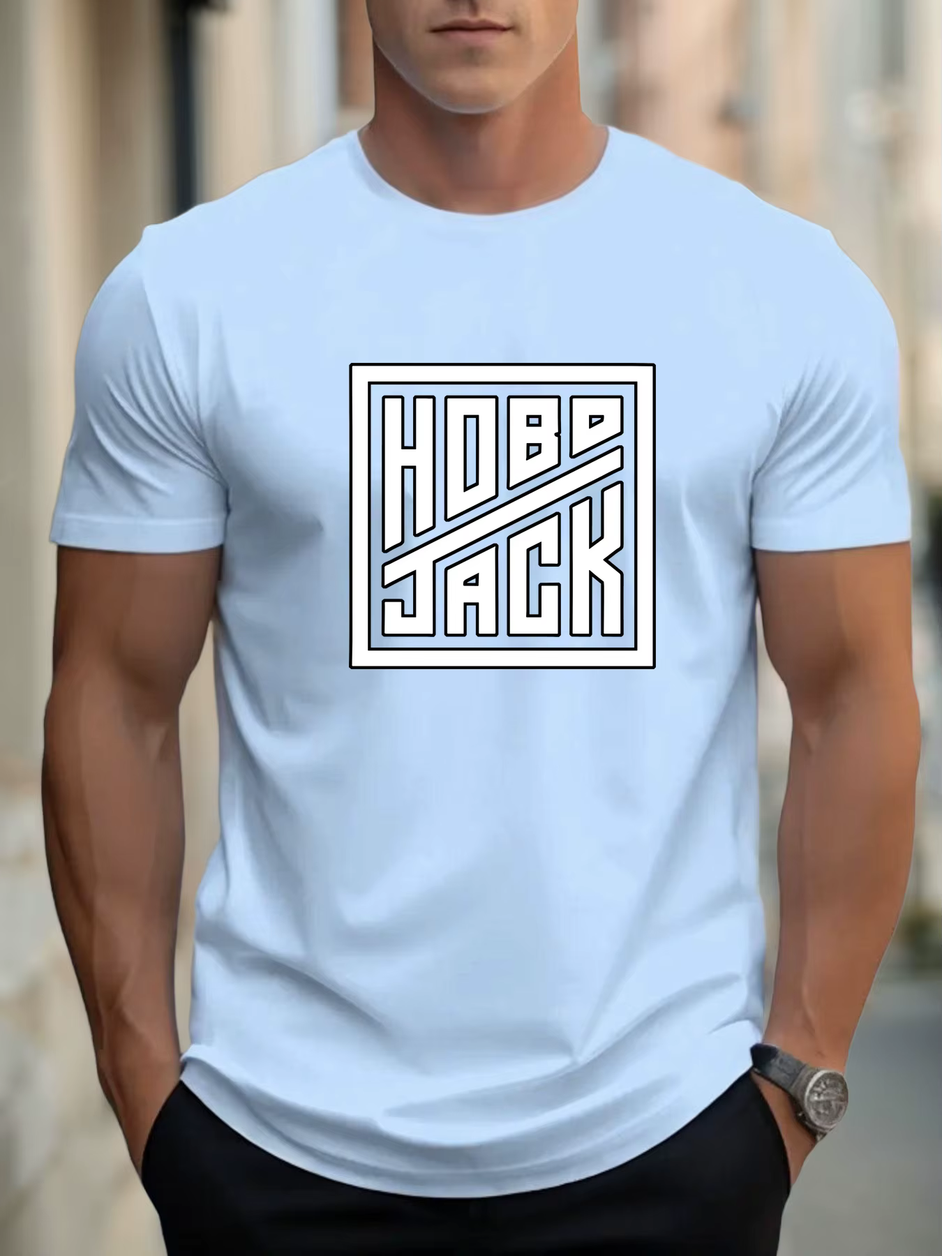 T-shirt pour hommes hobo jack 100 % coton imprimé graphique été col rond