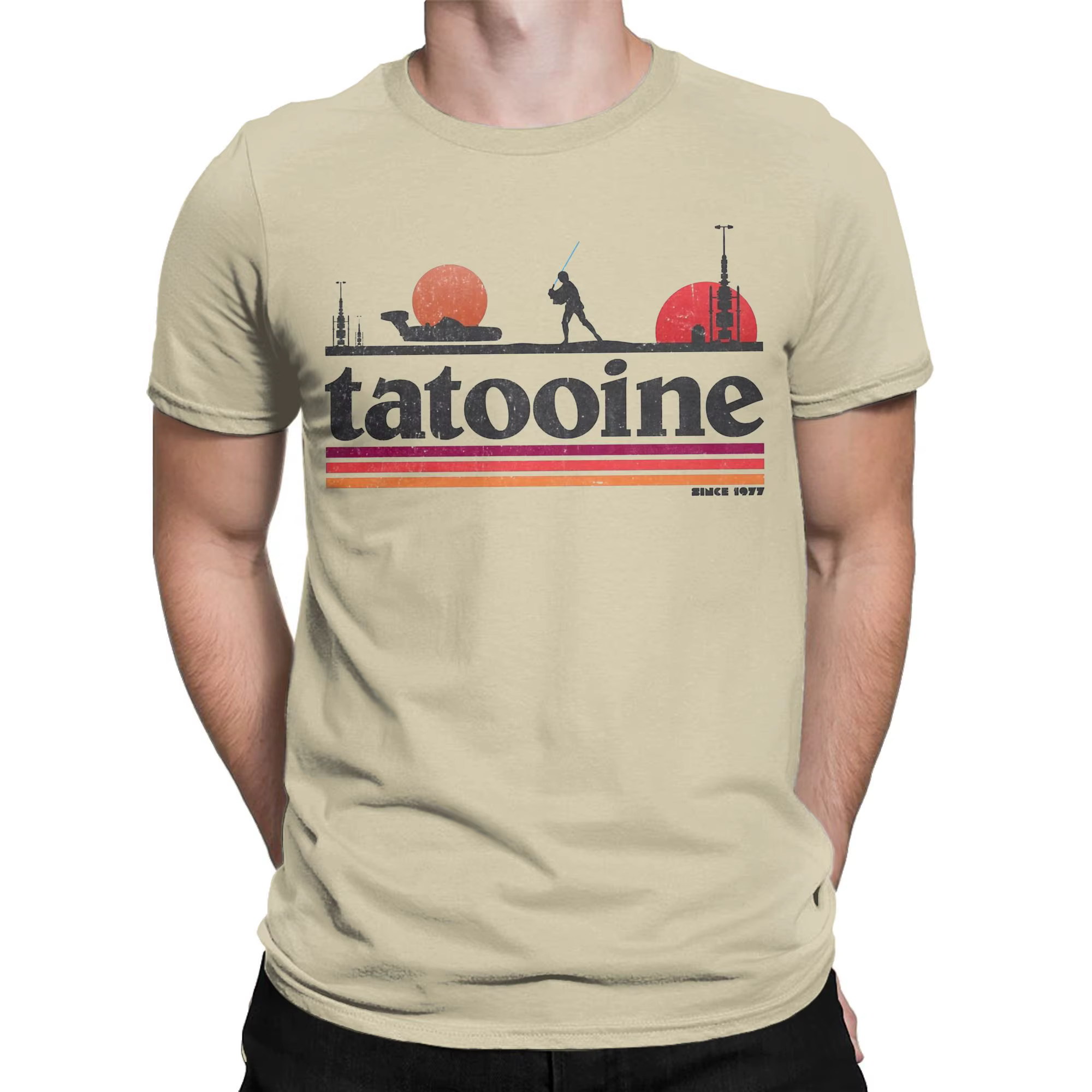 Casual Planet Sky Tatooine T-Shirts pour hommes col rond coton t-shirt à manches courtes