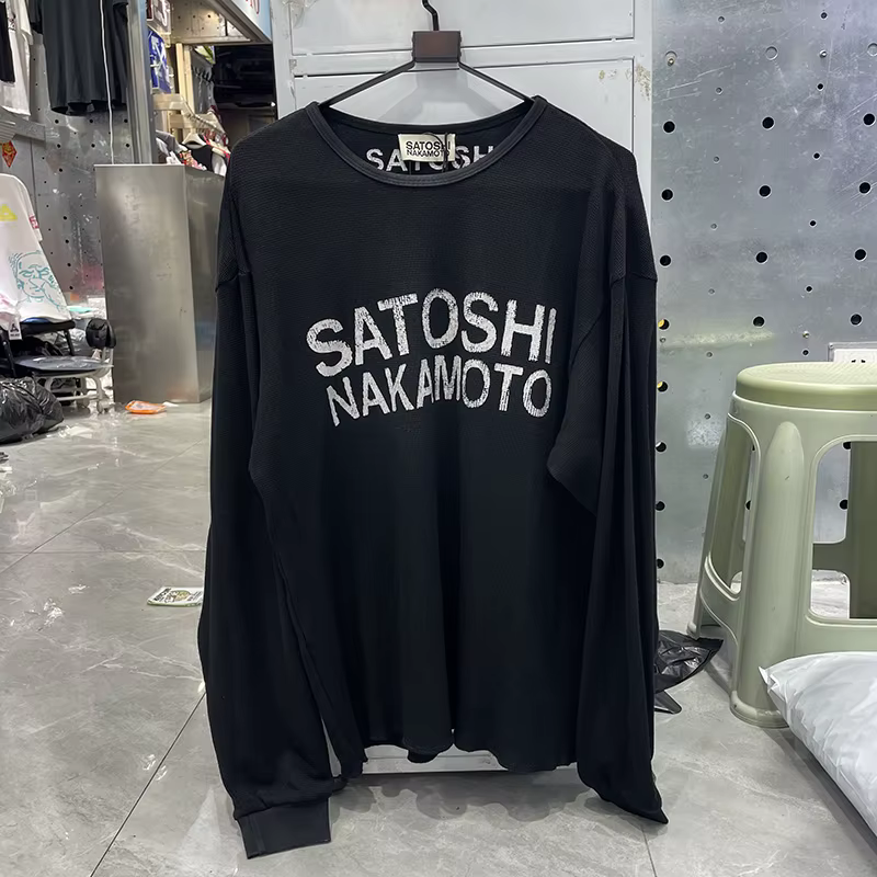 T-shirt à manches longues avec logo classique Satoshi Nakamoto pour hommes et femmes