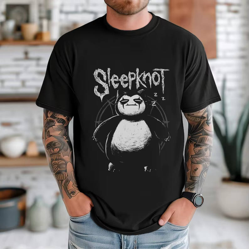 T-shirt en coton imprimé graphique drôle Snorlax X Sleepknot