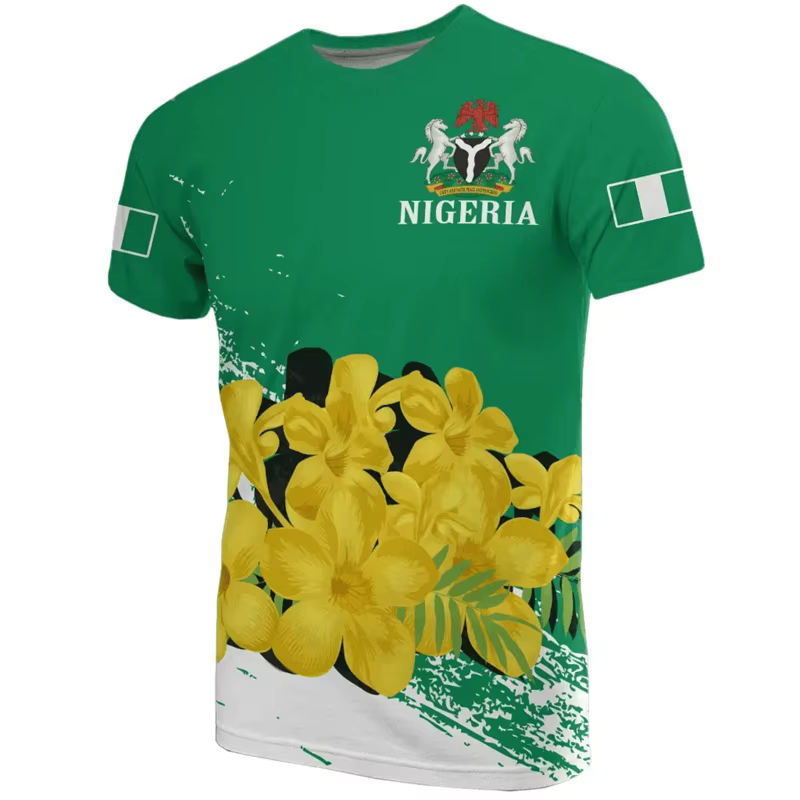 Économie à manches courtes pour hommes, Emblem Graphic Print, Nigeria Feel, Vêtements africains, Zones Ropa, Été, Respzed, Homme, Y-Man
