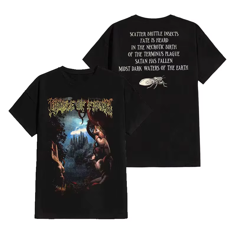 Cradle of Filth Band Extreme Gothic Black Metal T-shirt décontracté en coton avec motif pour hommes et femmes