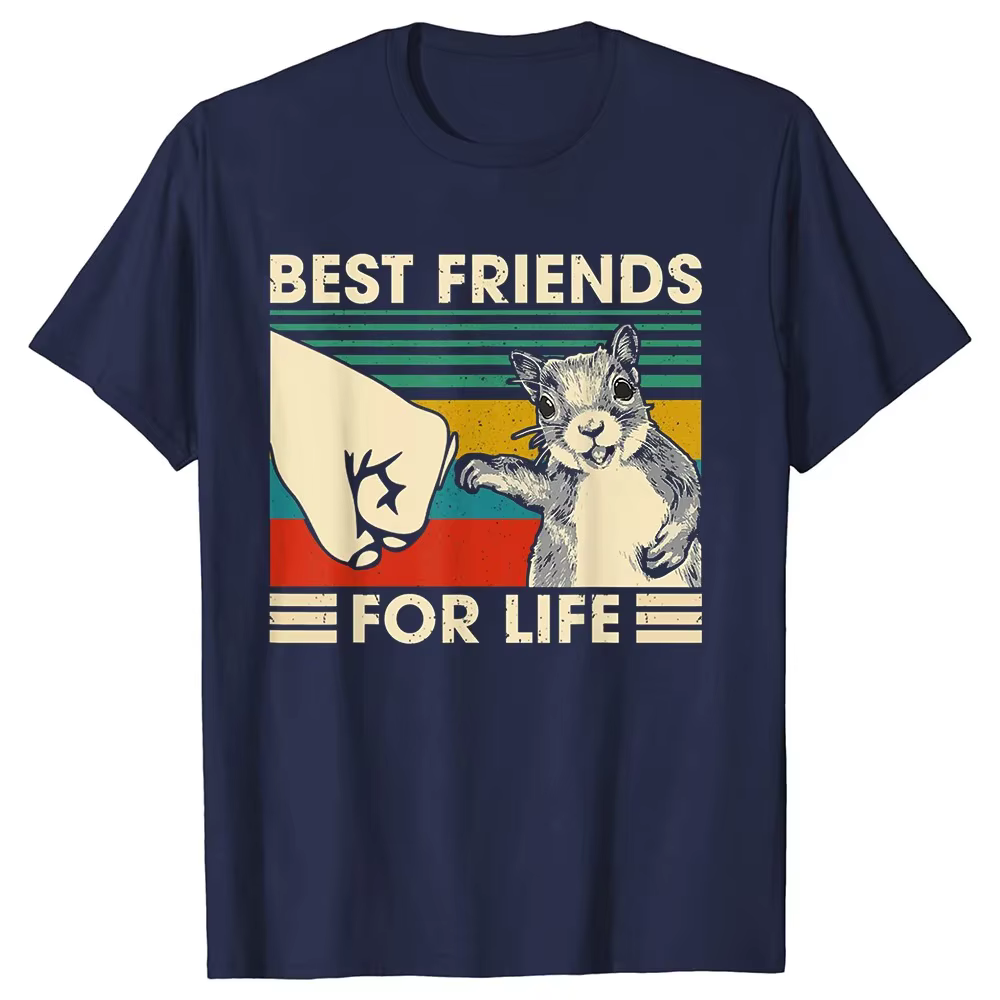 Drôle rétro Vintage écureuil meilleur ami pour la vie t-shirts graphique coton Streetwear cadeaux d'anniversaire Style d'été T-shirt