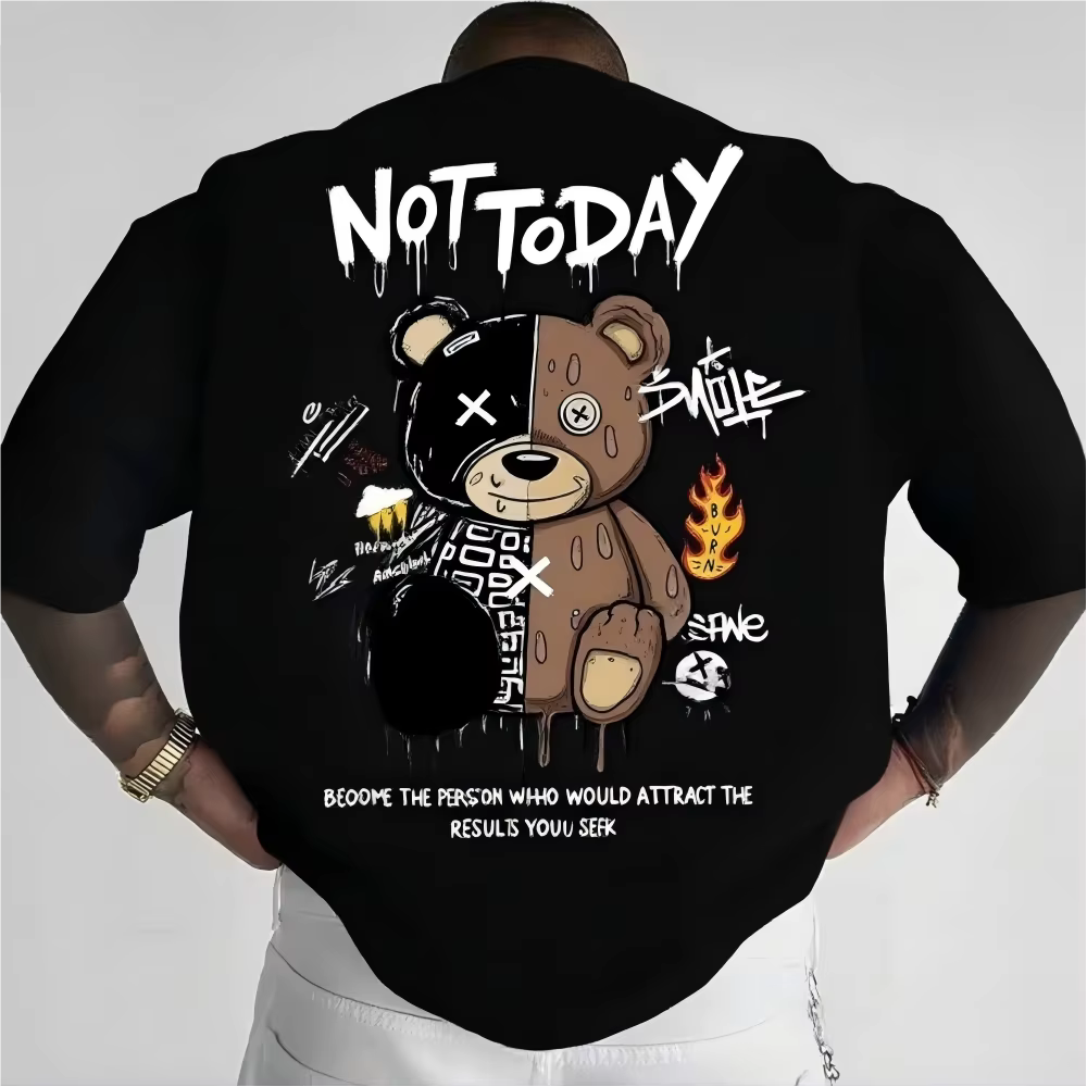 T-shirt graphique Not Today Graffiti Teddy Bear pour homme