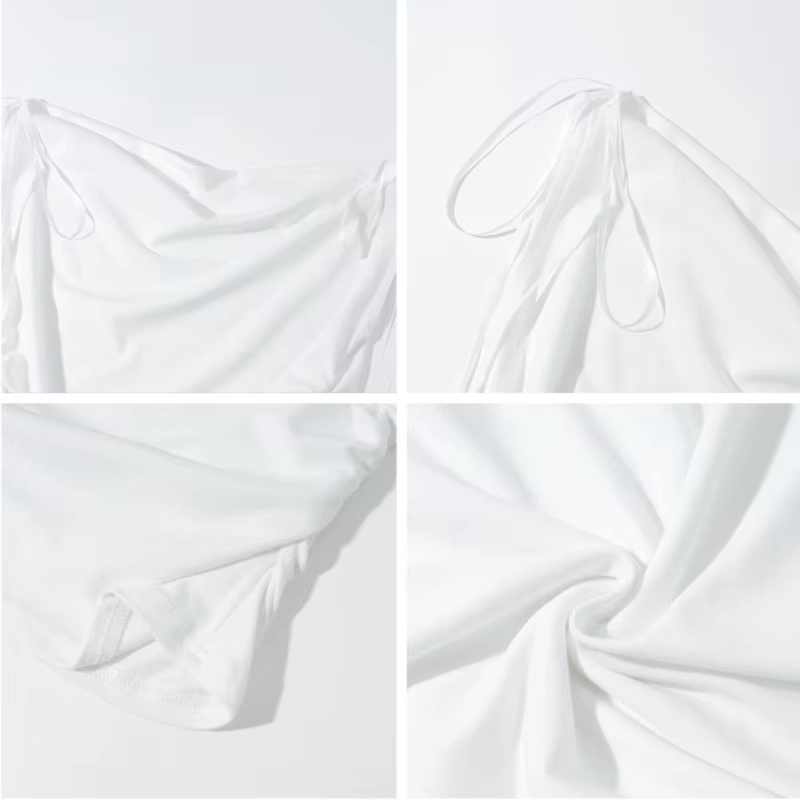T-shirt femme blanc uni polyvalent à col bénitier Y2K