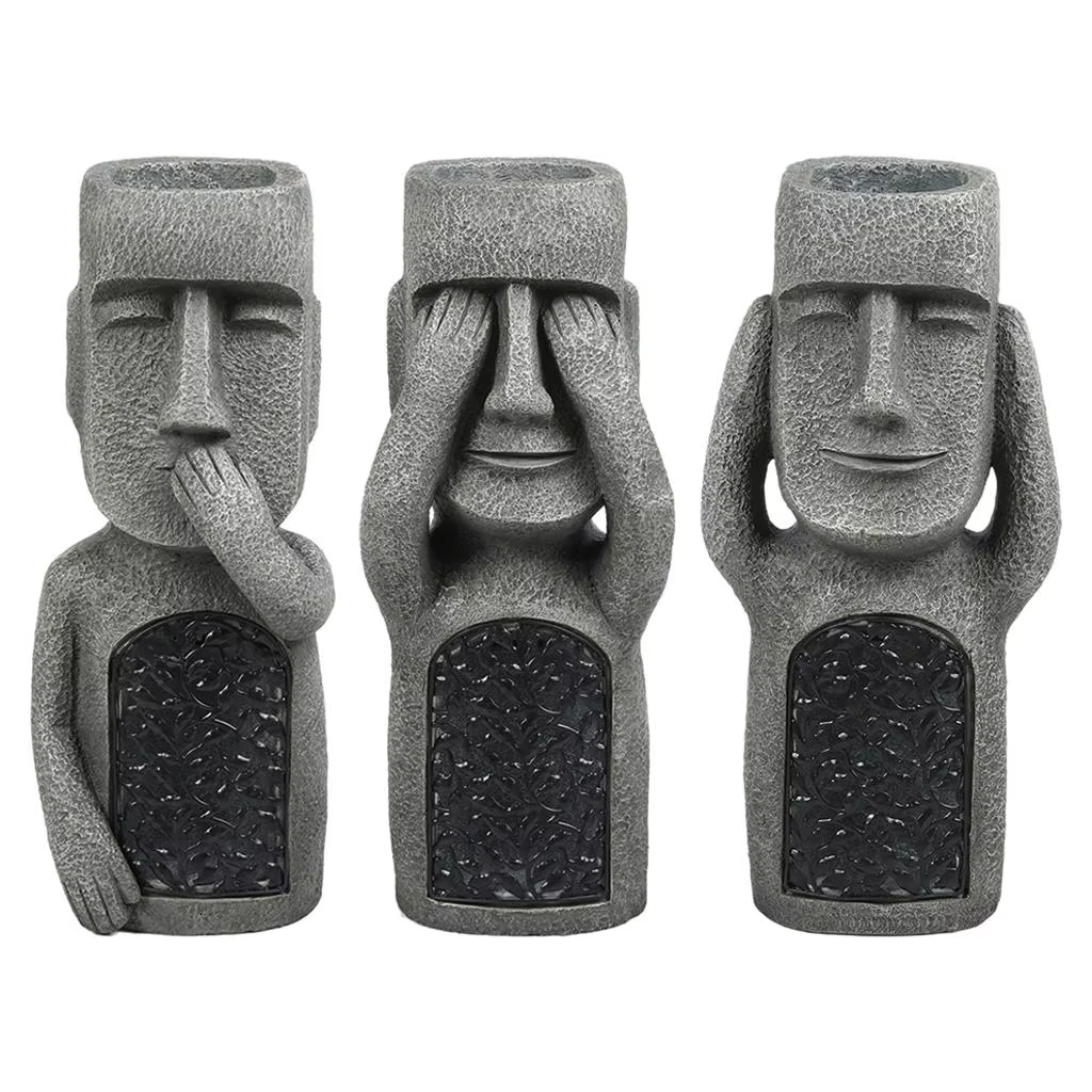 Statue d'île de Pâques en résine, sculpture de jardin Moai Monolith, 10 po