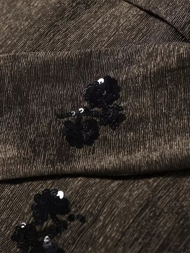Ensemble deux pièces vintage pour femme : Gilet à sequins