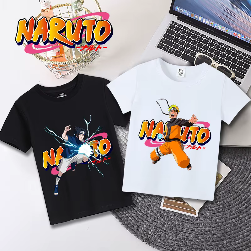 T-shirt Naruto en coton à manches courtes pour garçon