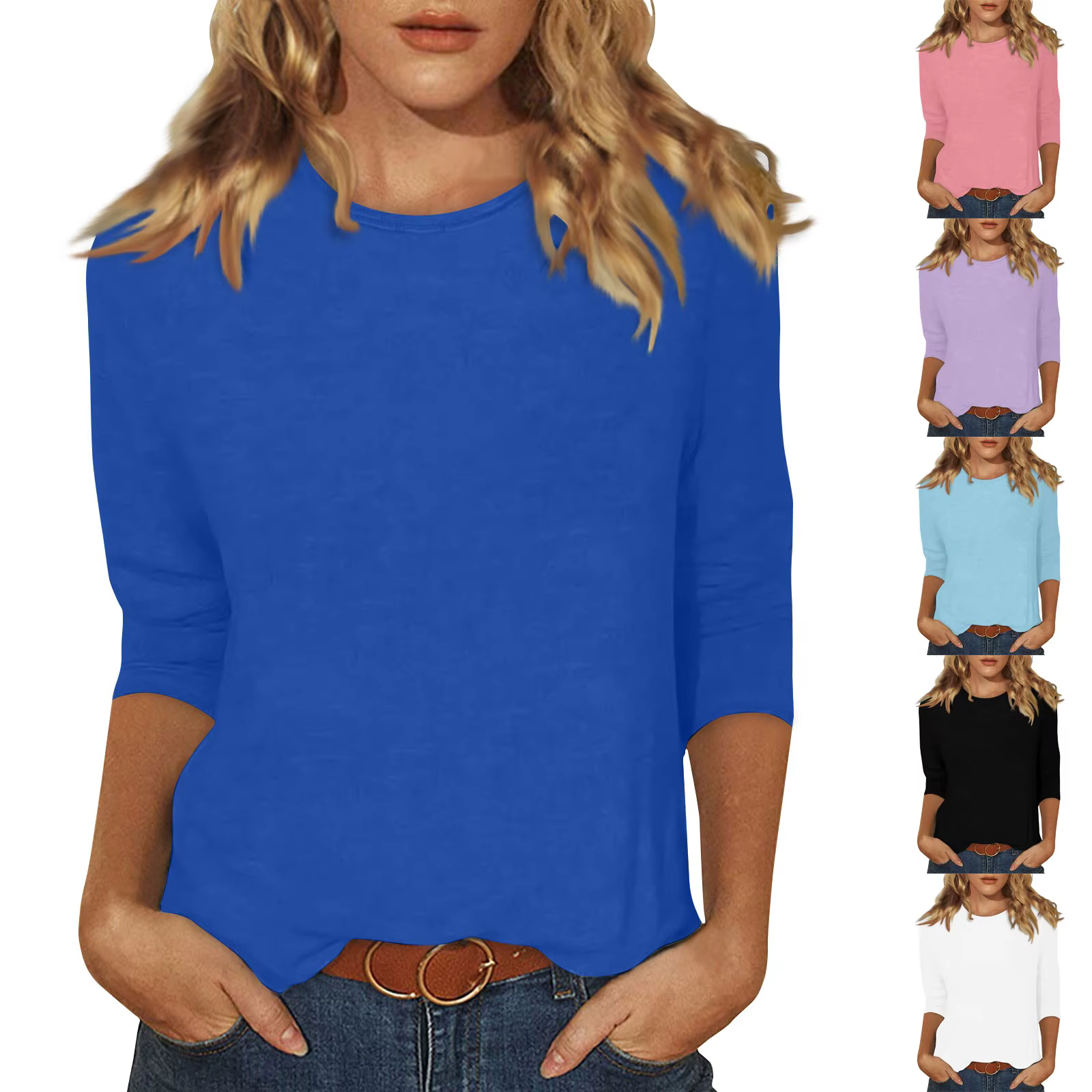 T-shirt manches trois quarts col rond femme