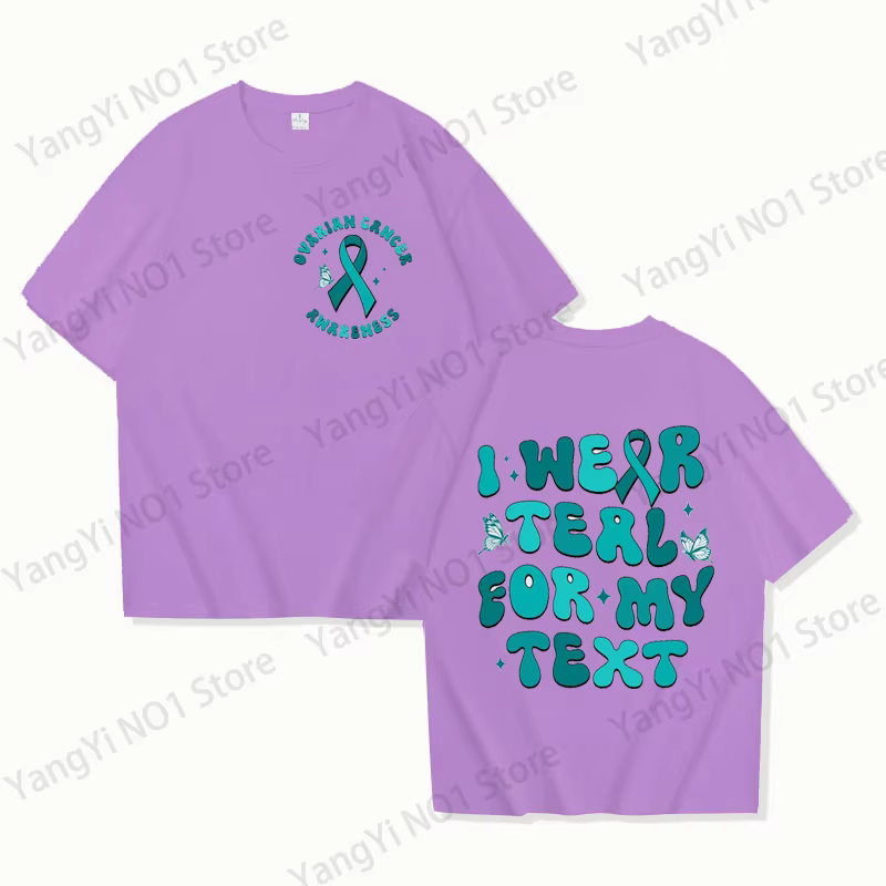 T-shirt de sensibilisation au cancer ovarien avec ruban turquoise – Je porte