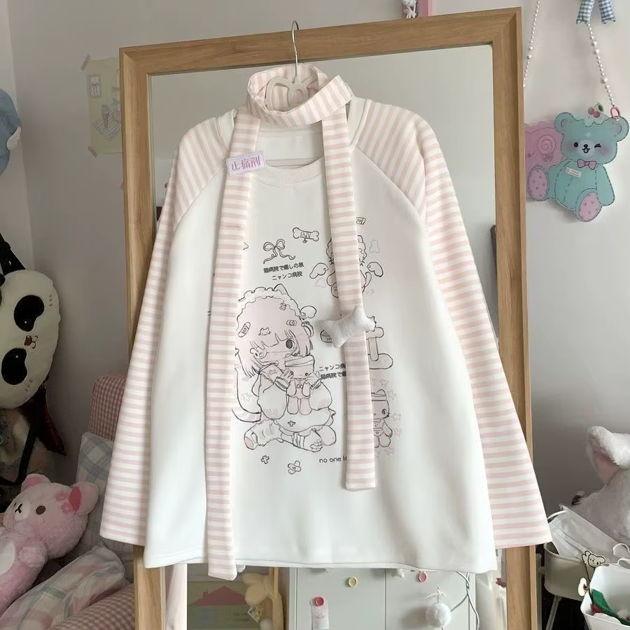 T-shirt à manches longues et col rond pour femme