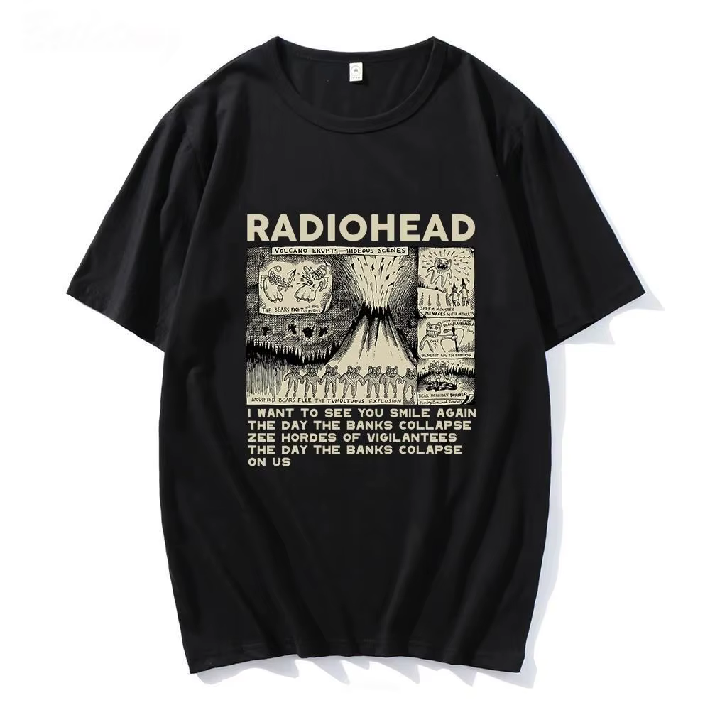 T-shirt avec logo du groupe de rock Radiohead imprimé pour l'été