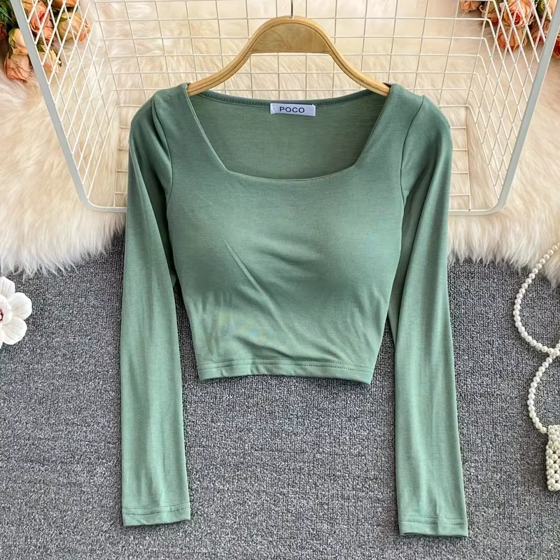 T-shirt à manches longues pour femmes avec soutien-gorge intégré