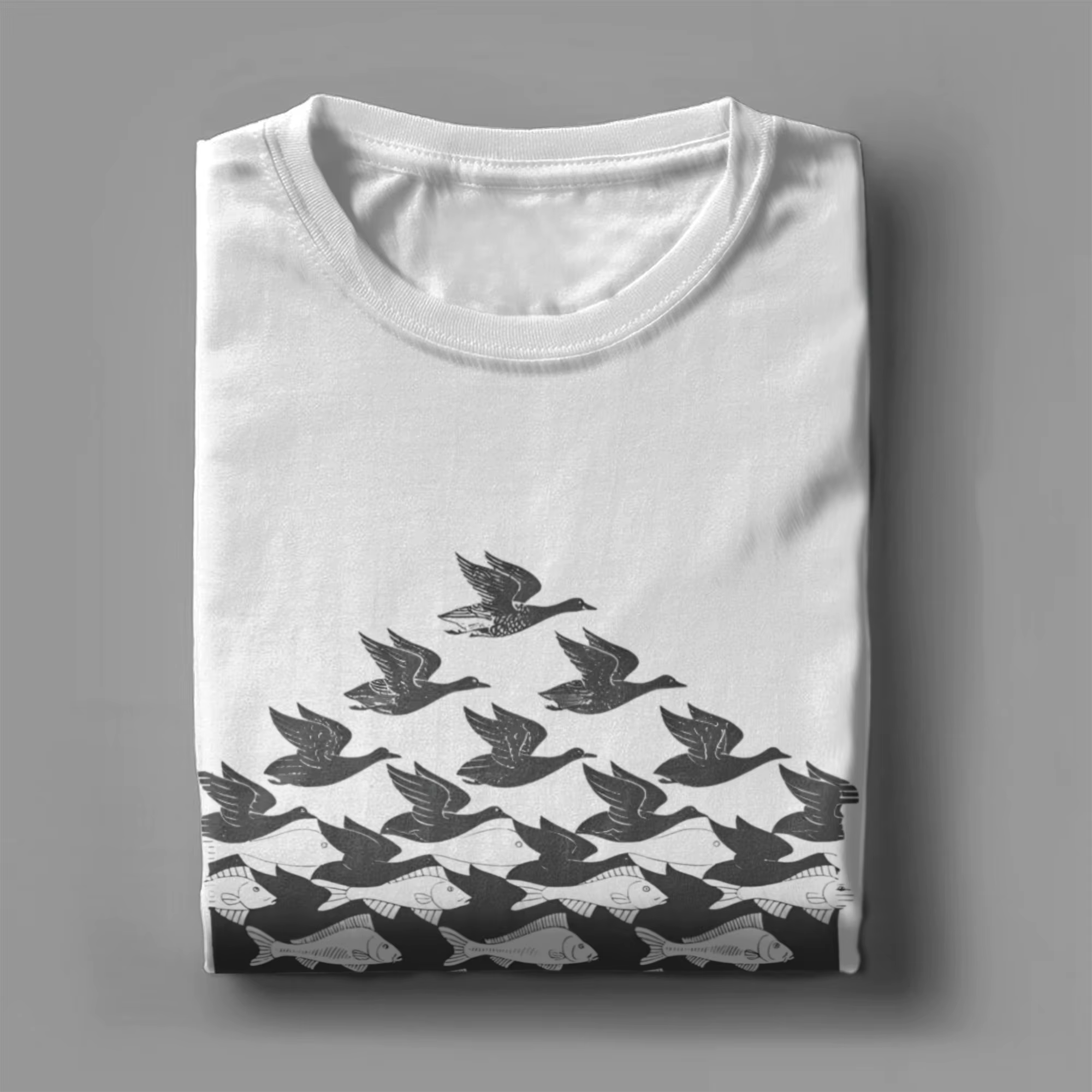 MC Escher Fish House pêcheurs hommes t-shirts Art classique fou T-Shirt à manches courtes col rond coton marchandise d'été
