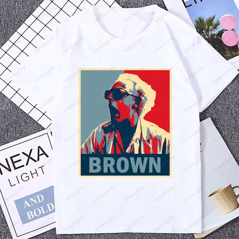 Retour vers le futur classiques marron T-shirt à manches courtes décontracté mode coton