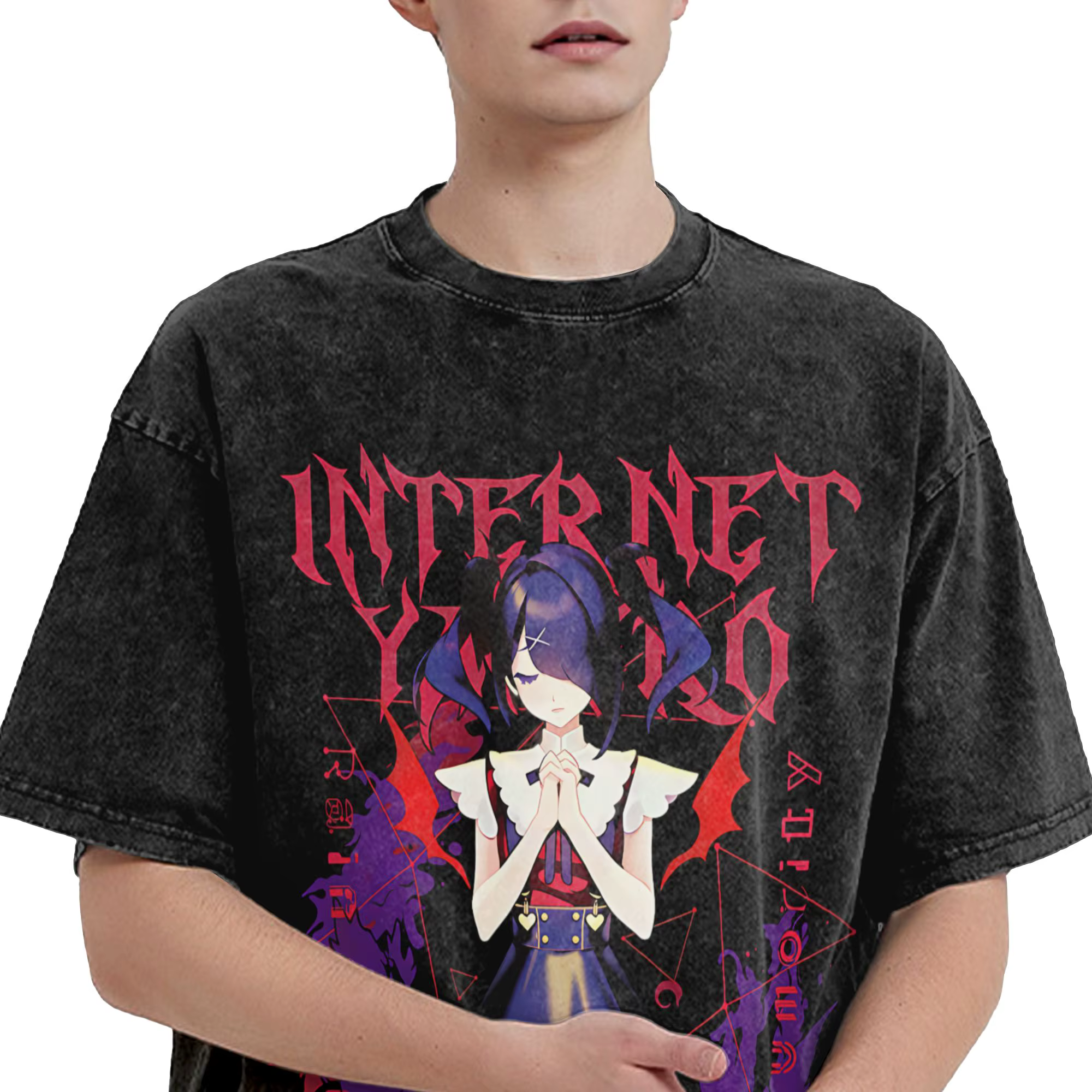 T-shirts Harajuku délavés pour hommes et femmes