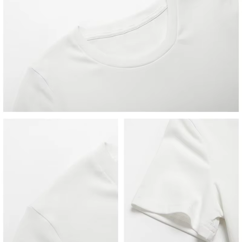 Bricolage votre propre Design motif imprimé personnaliser été à manches courtes col rond couleur unie recadrée nombril femmes hauts courts mode T-Shirt