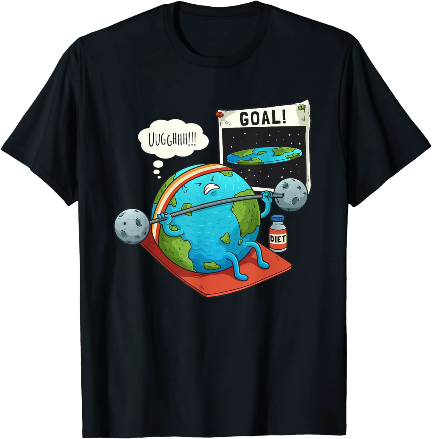 T-shirt amusant Flat Earth Fitness Goal pour hommes