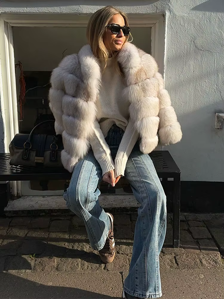 Col rond manches longues veste de fourrure femme couleur unie ample couches manteau de luxe polyvalent élégant femmes nouvelles vestes d'hiver chaudes