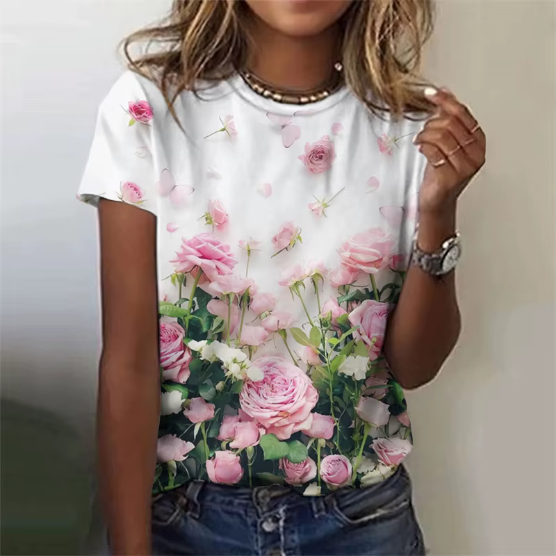 T-shirt manches courtes col rond femme