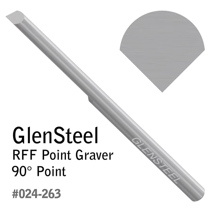 Graveur à pointe GRS GlenSteel RFF 30 ° -120 °   Outil de gravure en pointe en V pour le sertissage de pierres et les coupes profondes, HSS sans cobalt, tige QC de 1/8 pouce