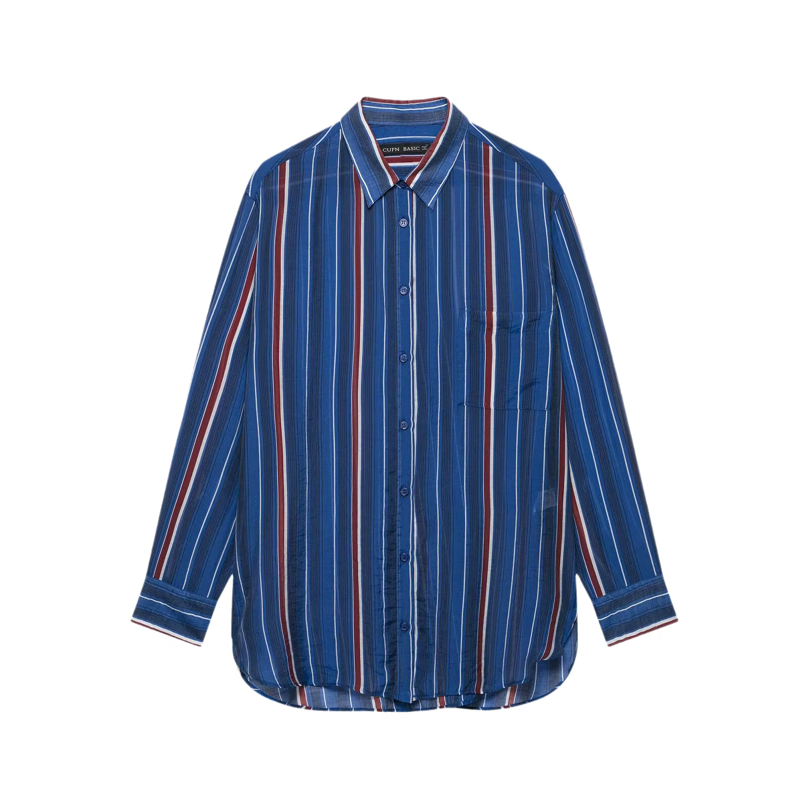 Chemise rayée ample à manches longues pour femme – Nouvelle collection printemps – Confortable et décontractée en fibre de polyester – Style basique pour le quotidien et la mode