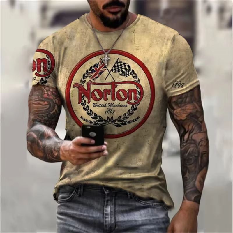 Vintage hommes t-shirt 3D rétro moto t-shirts