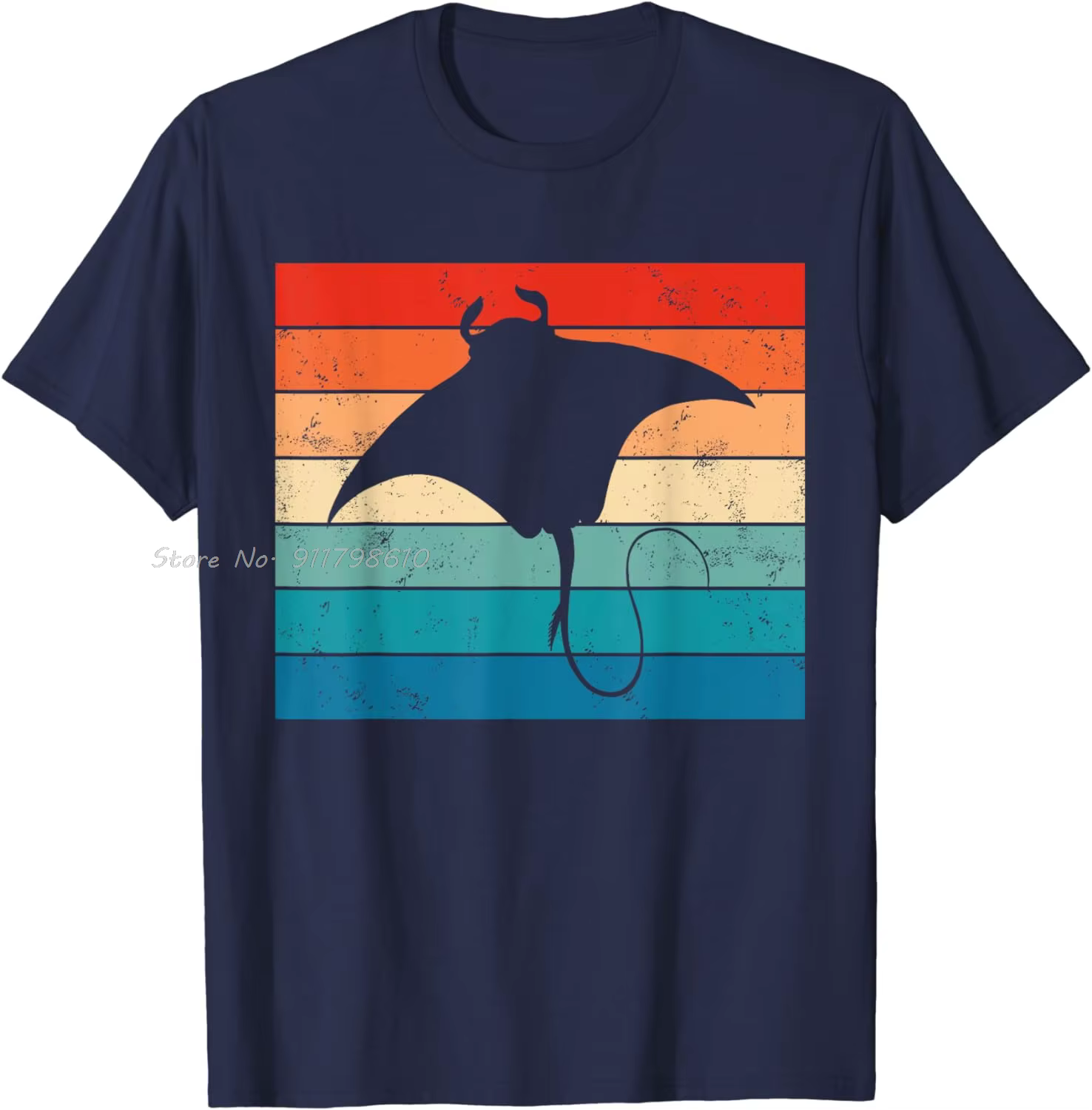 T-shirt en coton nouveau Animal marin plongée sous-marine Stingray rétro Manta Ray unisexe hauts t-shirts été vêtements