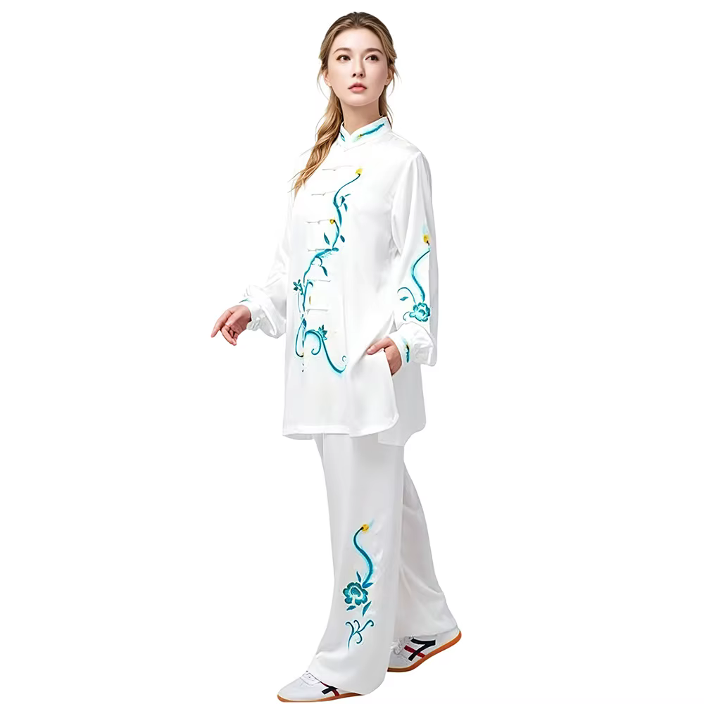 Vente à durée limitée 2026 Nouvel ensemble unisexe brodé chinois Tai Chi : haut boutonné à col montant et pantalon