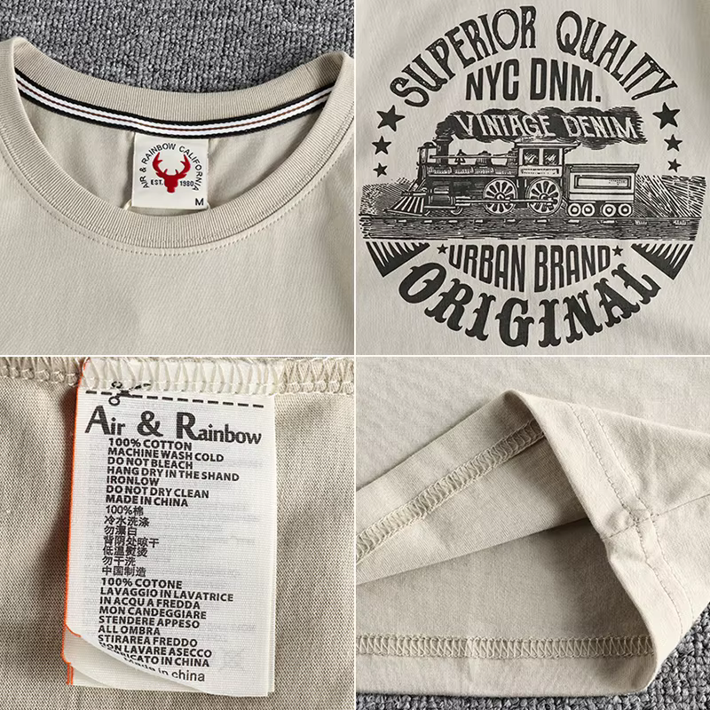 T-shirt à manches courtes pour hommes avec motif train emblématique