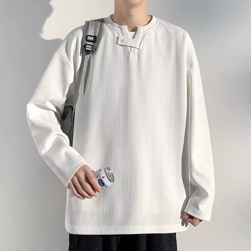 T-Shirt à manches longues et col en v pour hommes