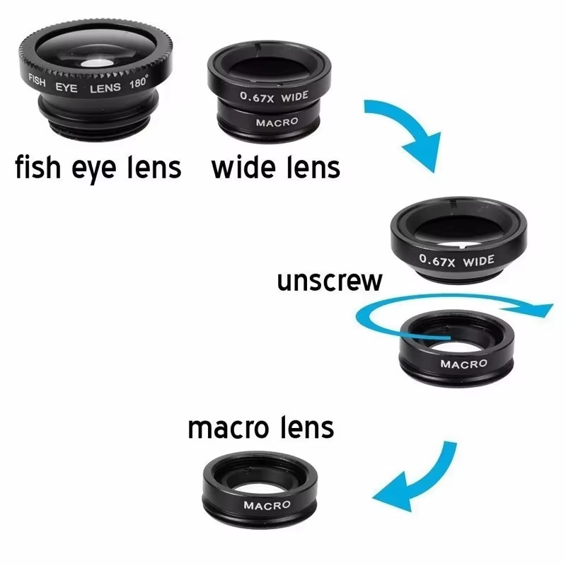 Objectif de téléphone Fisheye 3 en 1