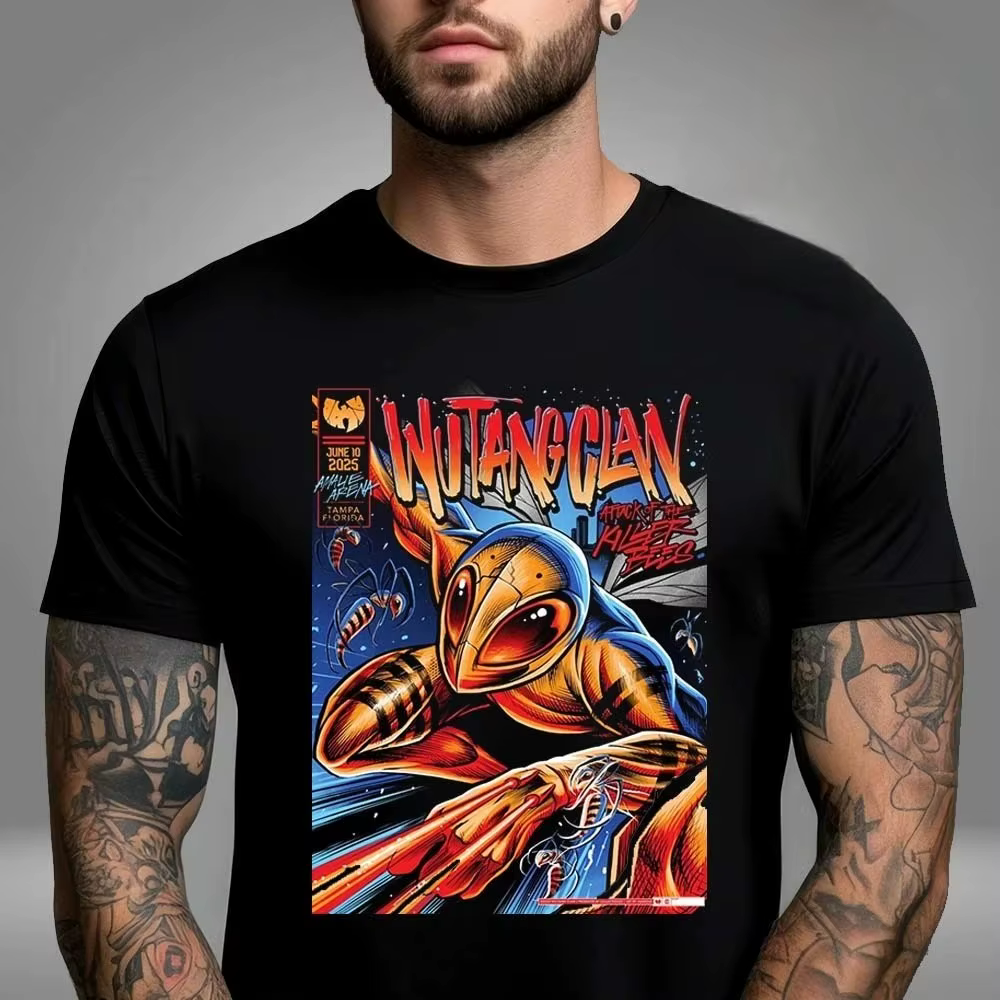 Wu Tang Clan Global Tour Mercah T-shirt imprimé graphique haut de gamme de luxe hommes femmes