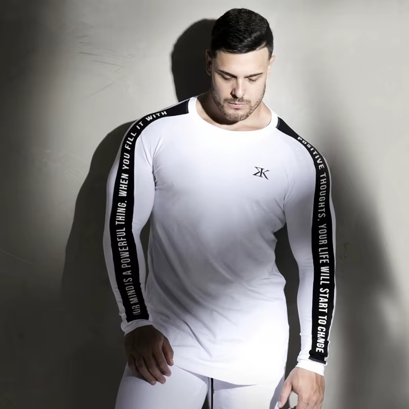 Nouveau T-shirt à manches longues automne gymnases marque vêtements coton Joggres musculation exercice chemise 2XL