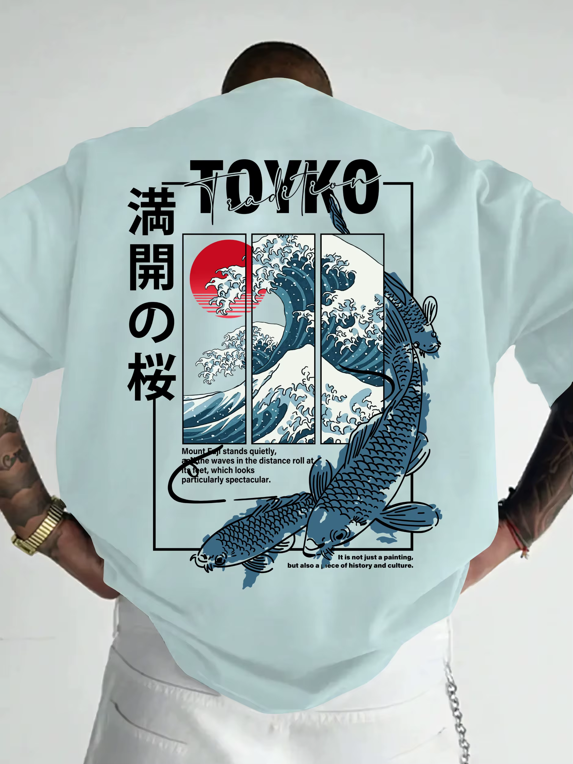 T-shirt pour homme, style japonais, motif tendance, ample, été, nouveau, 100% coton pur, matière douce, polyvalent, confortable et respirant