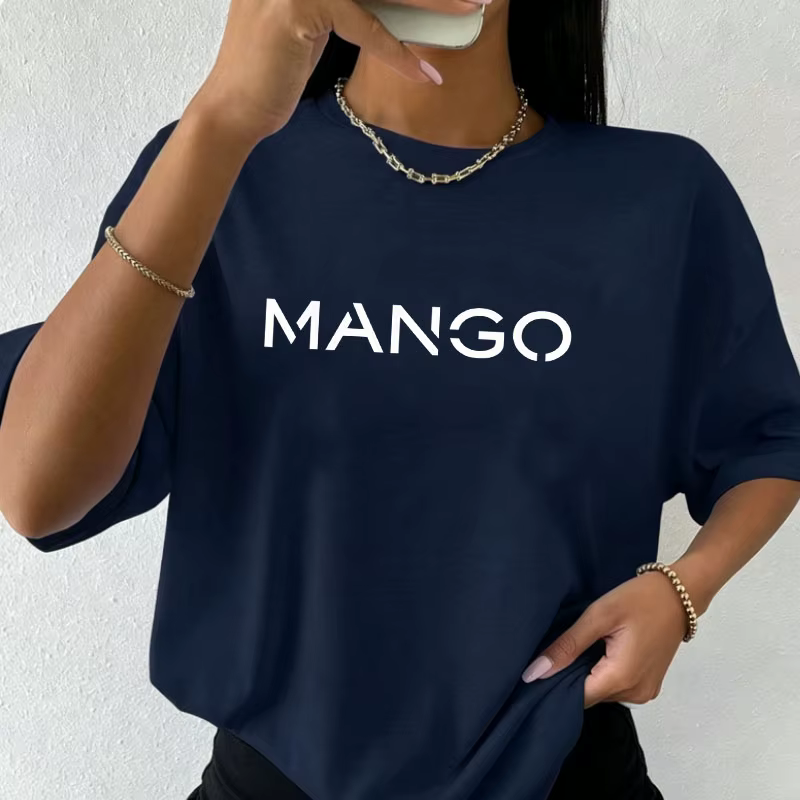 T-shirt décontracté pour femme avec imprimé lettres MANGO