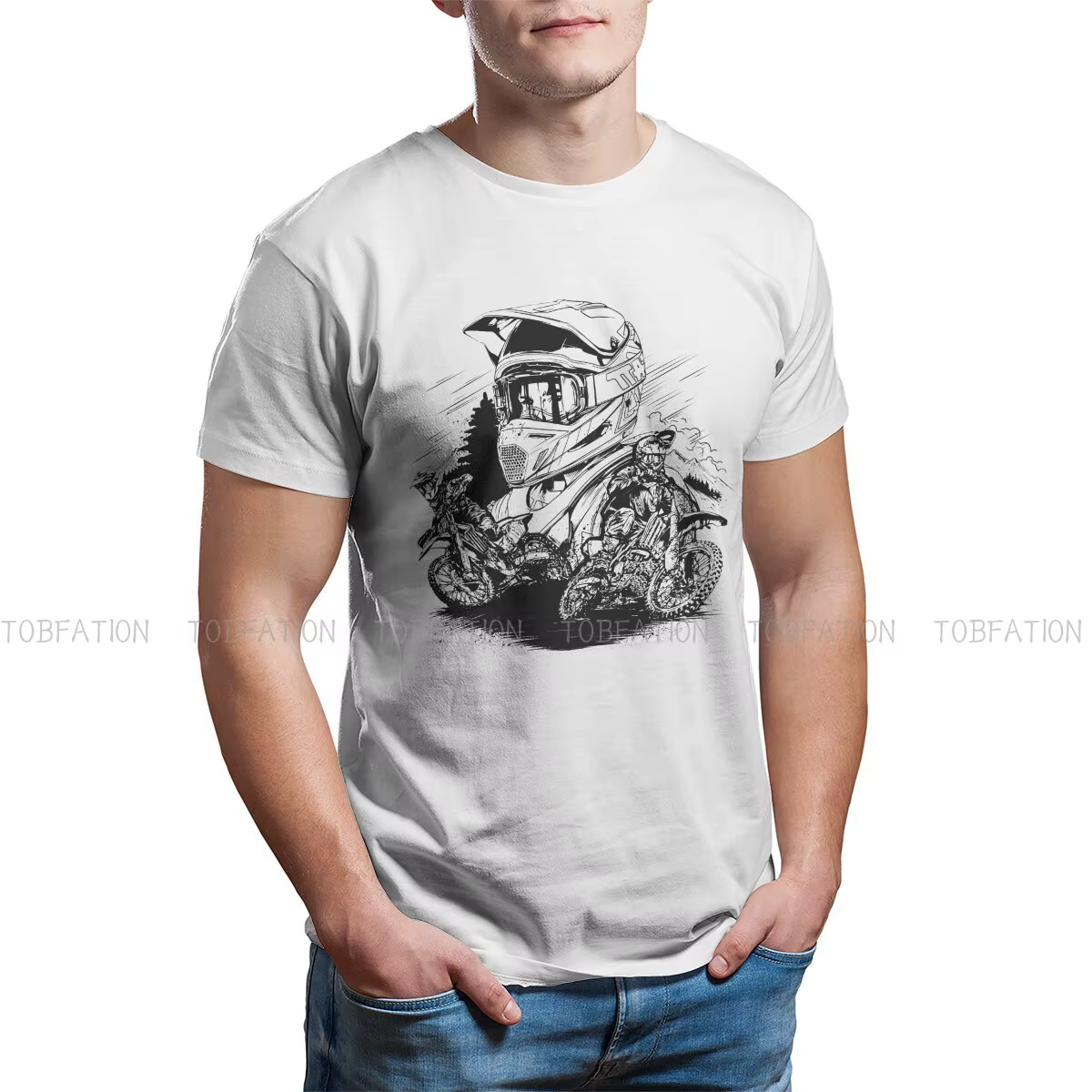 VTT mode t-shirts Enduro Cross moto course mâle Style pur couverture en coton t-shirt col rond surdimensionné