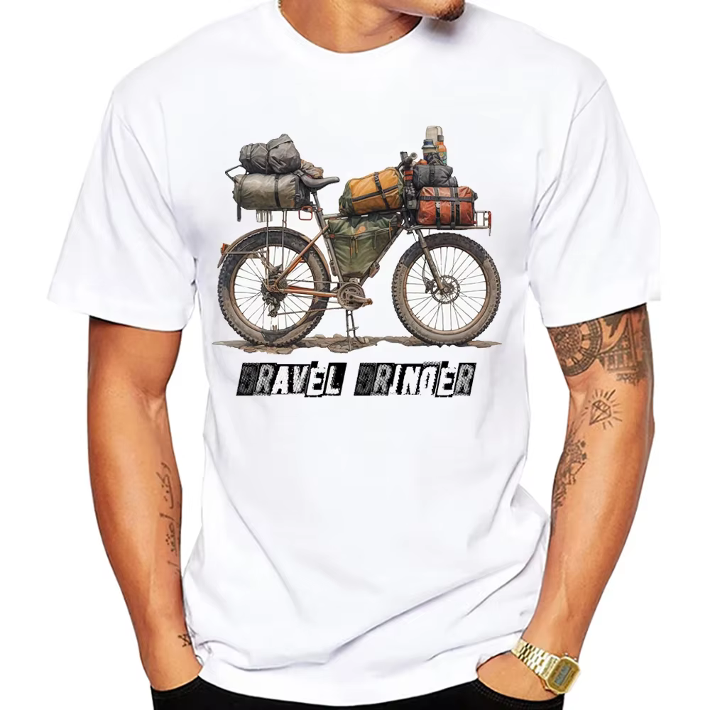 Voyage sur gravier Bikepacking impression T-Shirt été hommes à manches courtes drôle vélo Sport haut pour garçon
